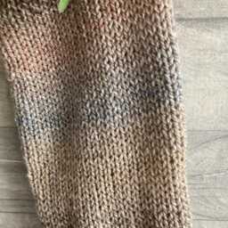 Gray & Beige Farmhouse Christmas Stocking Hand Knit Holiday Decor - thumbnail 3
