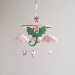 Dragon Mobile Baby, Fairy Tale Nursery Decor, Baby Shower Gift - thumbnail 2