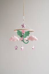 Dragon Mobile Baby, Fairy Tale Nursery Decor, Baby Shower Gift - thumbnail 1