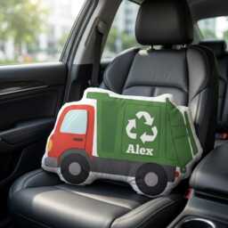 Personalized Garbage Truck Pillow, Custom Name Kids Cushion, Recycling Throw Nursery Bedroom Decor - thumbnail 3