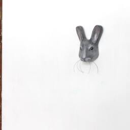 Paper Mache Grey Rabbit With The Structure, Eye Catcher - thumbnail 4