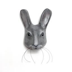 Paper Mache Grey Rabbit With The Structure, Eye Catcher - thumbnail 3