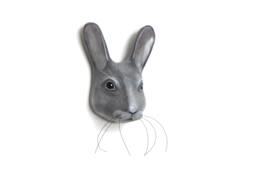 Paper Mache Grey Rabbit With The Structure, Eye Catcher - thumbnail 1