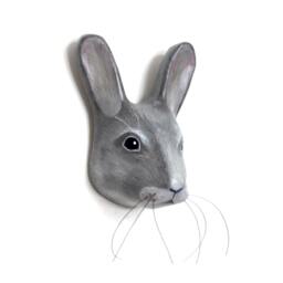 Paper Mache Grey Rabbit With The Structure, Eye Catcher - thumbnail 2