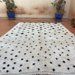 Authentic Mrirt Berber Rug Black Dotted Wool, Boho Shag - 5.57 X 8 Ft - thumbnail 2