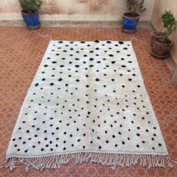 Authentic Mrirt Berber Rug Black Dotted Wool, Boho Shag - 5.57 X 8 Ft - thumbnail 3