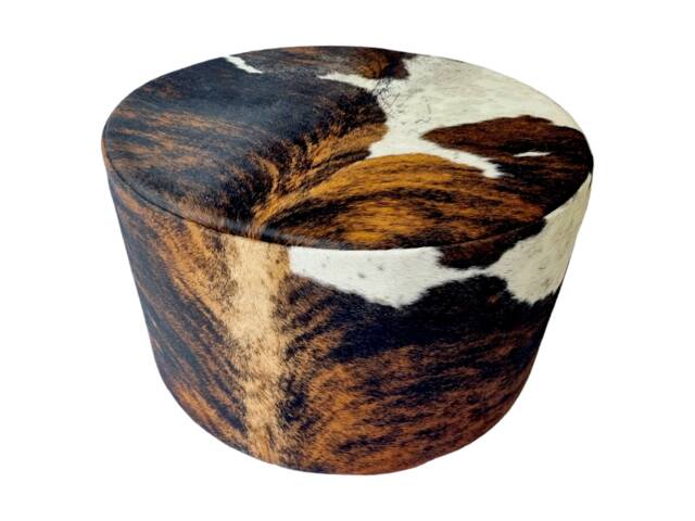 Genuine Cowhide Round Ottoman, Ottoman Coffee Table, Pouf Footstool, Western Decor, Furniture - Ro - image 1