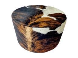 Genuine Cowhide Round Ottoman, Ottoman Coffee Table, Pouf Footstool, Western Decor, Furniture - Ro - thumbnail 1