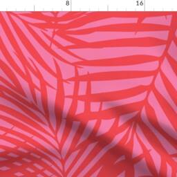 Tropical Ferns Curtain Panel - Monochromatic Summer Vibes Palm Leaf Beach Custom Fronds Orange On Pink By Danika_Herrick - thumbnail 4