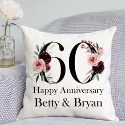 60Th Anniversary Cushion - Gift - thumbnail 1