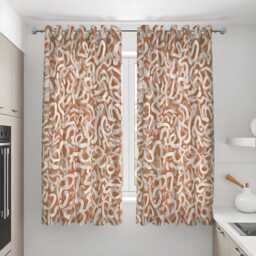 Modern Abstract Curtains in Beige & Terracotta Tones, Contemporary Pattern Drapes, Custom Made Window Panels For Living Room Decor - thumbnail 3