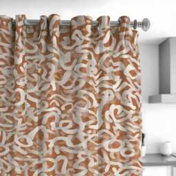 Modern Abstract Curtains in Beige & Terracotta Tones, Contemporary Pattern Drapes, Custom Made Window Panels For Living Room Decor - thumbnail 2
