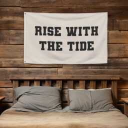 Rise With The Tide Banner - Boho Wall Decor, Coastal Nursery Sign, Beachy Fabric Banner, Ocean Quote Hanging, Inspirational Decor - thumbnail 4