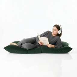 Plush Velvet Beanbag Floor Cushion Bottle Green Rectangle Pillow - thumbnail 2