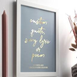 Custom Quote Print, Poster in Gold - Rose Copper Foil, Wording Wall Art, Personalised Poem Song Lyrics Print - thumbnail 2
