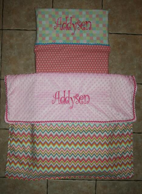 Custom Monogrammed Chevron Nap Mat Cover, Blanket, Pillow & Case - image 1