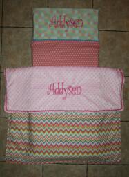 Custom Monogrammed Chevron Nap Mat Cover, Blanket, Pillow & Case