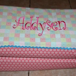 Custom Monogrammed Chevron Nap Mat Cover, Blanket, Pillow & Case - thumbnail 3