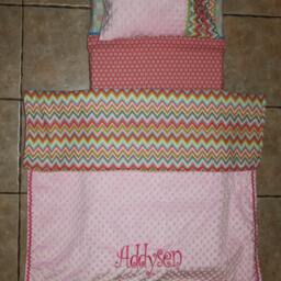 Custom Monogrammed Chevron Nap Mat Cover, Blanket, Pillow & Case - thumbnail 2