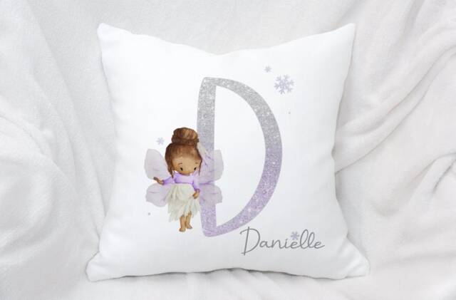 Personalised Ombre Lilac Alphabet Fairy Cushion, Ideal Gift For Kids Bedroom Or Nursery - image 1