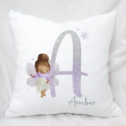 Personalised Ombre Lilac Alphabet Fairy Cushion, Ideal Gift For Kids Bedroom Or Nursery - thumbnail 3