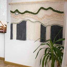 Living Room Decor, Dining Geometric Wall Art, Over Bed Macrame Wall Hanging Large, Tapestry Hangings, Divider - thumbnail 2