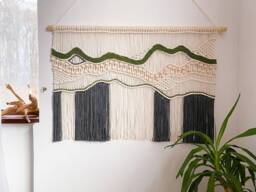 Living Room Decor, Dining Geometric Wall Art, Over Bed Macrame Wall Hanging Large, Tapestry Hangings, Divider - thumbnail 1