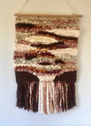Handmade Autumn Woven Wall Tapestry Fiber Art Decor - 20x31
