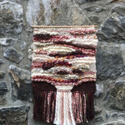 Handmade Autumn Woven Wall Tapestry Fiber Art Decor - 20x31 - thumbnail 2