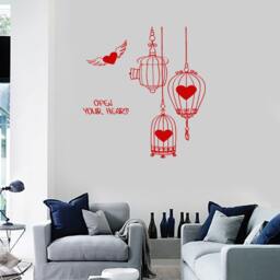 Heart Cages Wall Decal Modern Abstract Home Art Decor 1254Di - thumbnail 2