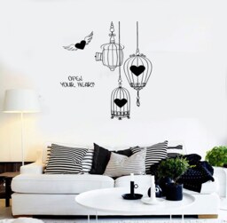 Heart Cages Wall Decal Modern Abstract Home Art Decor 1254Di - thumbnail 1
