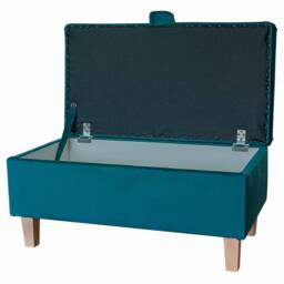 Teal Velvet Storage Ottoman British Handmade Footstool With Beech Legs - thumbnail 2