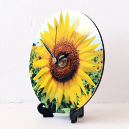 Sunflower Photo Desk Clock Decoupage Botanical Decor - thumbnail 3