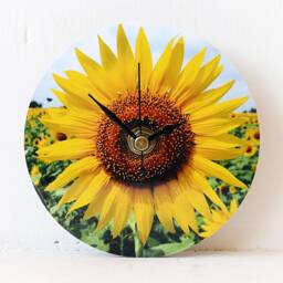 Sunflower Photo Desk Clock Decoupage Botanical Decor - thumbnail 2