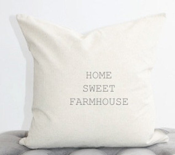 Home Sweet Farmhouse Pillow Cover, Decor, Farm Gift, Wedding Housewarming Throw Pillow, Phrase Word - image 1