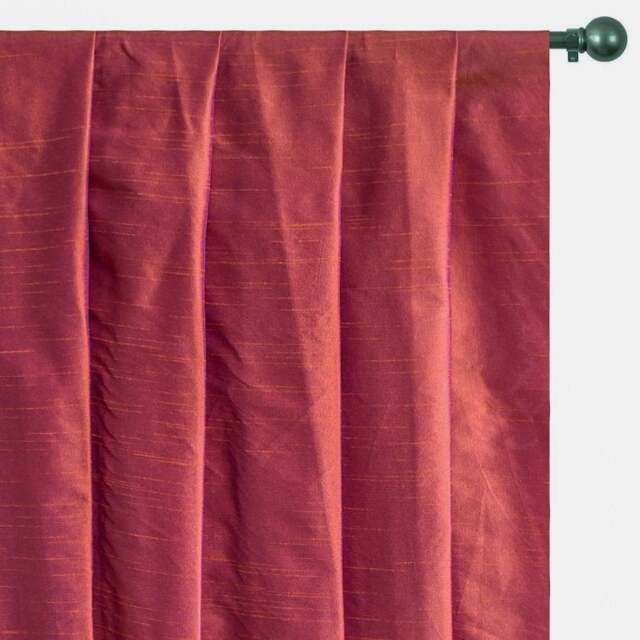 Rust & Purple Art Silk Curtain Panels, Faux Curtains - Rod Pocket, Grommet, Box Pleat, Three Pinch Tab Top Plain Ring Top - image 1