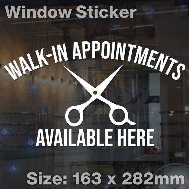 Medium Walk in Appointments Available Here Window Door Barber Hair Salon Sticker - image 1