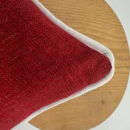 Red Luxury Linen With White Pipping, Throw Pillow, Christmas Pillows, Fall Decor, 20x20 - thumbnail 3