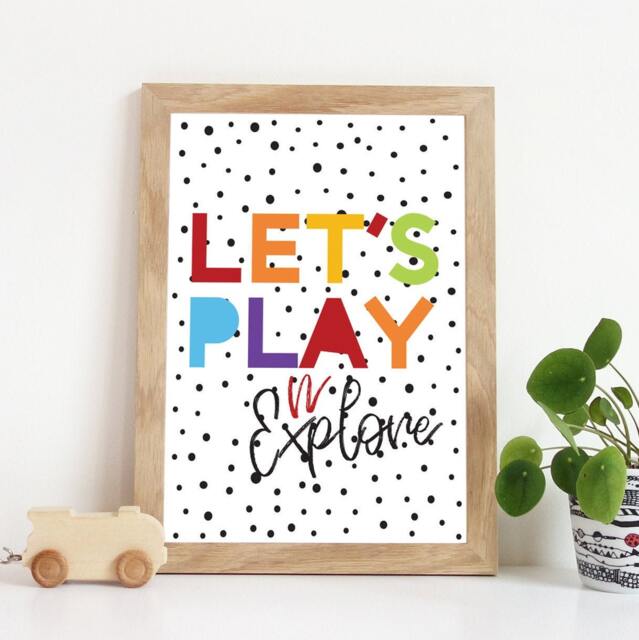 Let's Play Print, Boys Bedroom All Day, Playroom Prints, Decor, Rainbow Wall Art - image 1