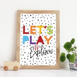 Let's Play Print, Boys Bedroom All Day, Playroom Prints, Decor, Rainbow Wall Art - thumbnail 1