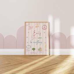 Girls Affirmation Print, Quote Nursery Wall Art, Girl Pink Playroom Art - thumbnail 2