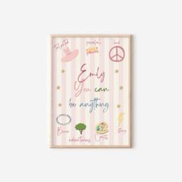 Girls Affirmation Print, Quote Nursery Wall Art, Girl Pink Playroom Art - thumbnail 3