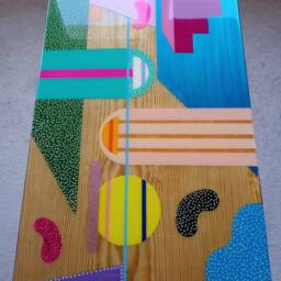 Handmade Colorful Abstract Resin Coffee Table Funky Boho Art - thumbnail 4