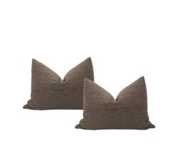 Phoenix -- Set Of 2 14x20 Brown Stripe Pillow Cover Dark Lumbar Chair Small Masculine - thumbnail 1