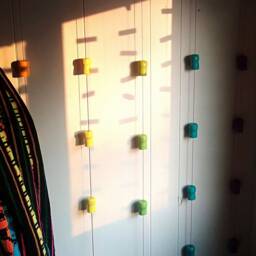 Pastel Rainbow Champagne Cork Beaded Curtain/Wall Hanging Room Divider - Hand Painted -Free Shipping - thumbnail 4