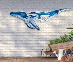 Aluminum Humpback Whale Wall Art, Tropical Ocean Decor