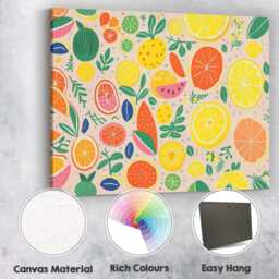 Bright Modern Citrus Fruit Repeat Pattern Canvas Wall Art Print Decor Picture Ready To Hang - thumbnail 2