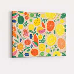 Bright Modern Citrus Fruit Repeat Pattern Canvas Wall Art Print Decor Picture Ready To Hang - thumbnail 4