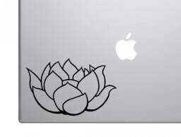 Lotus Car Decal, Yoga Lotus Flower Laptop Sticker, Wall Decorative Removable Bedroom Decor, Gold - thumbnail 1