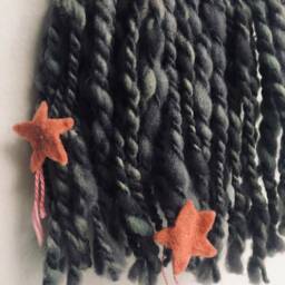 starry Dreams Wall Weaving - Gray & Pink Fiber Art Tapestry - thumbnail 3